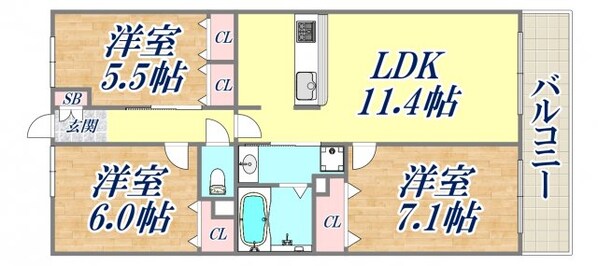 レジェンダリー甲子園浦風町の物件間取画像